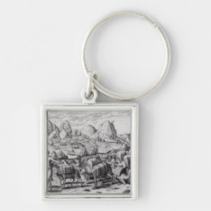 Pack Train of Llamas Laden with Silver Key Ring