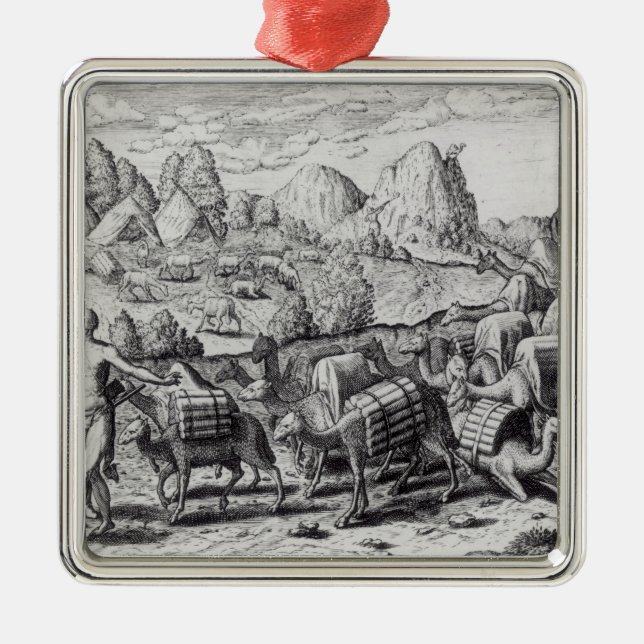 Pack Train of Llamas Laden with Silver Metal Ornament (Front)