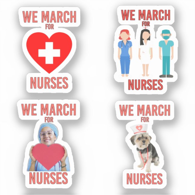 [Pack] We March for Nurses | Cute Love Nurse Dog (Front)