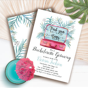 Pack your bags Bachelorette Getaway Luggage Invitation