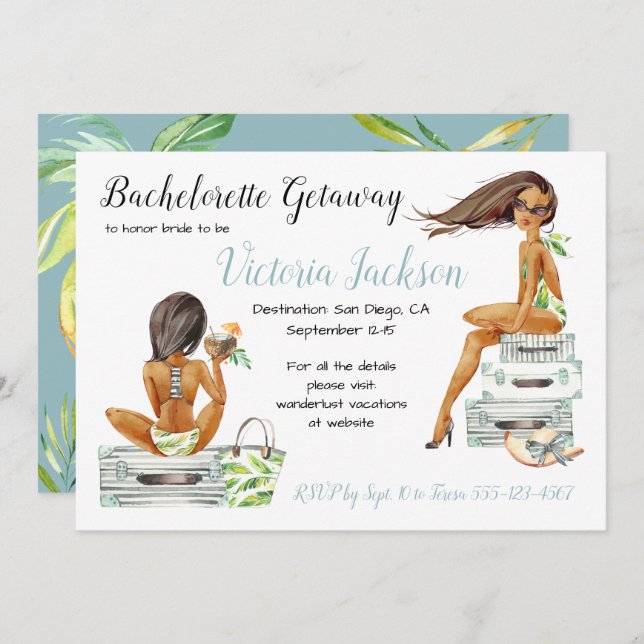 Pack your bags Bachelorette Getaway Luggage Invitation (Front/Back)