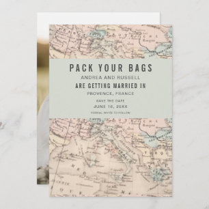Pack Your Bags Europe Map Destination Wedding Save The Date