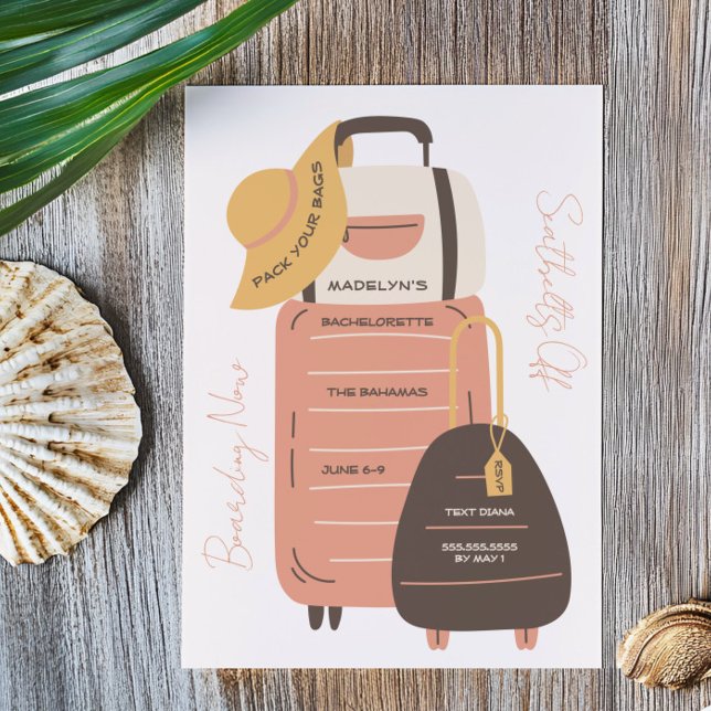 Pack Your Bags Luggage Destination Bachelorette Invitation (Creator Uploaded)