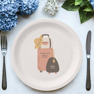 Pack Your Bags Luggage Destination Bachelorette Paper Plate