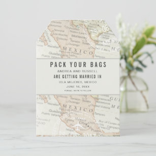 Pack Your Bags Mexico Map Destination Wedding Save The Date