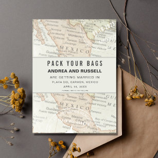 Pack Your Bags Mexico Map Destination Wedding  Save The Date