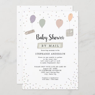 Packages + Balloons neutral Baby Shower by mail Invitation