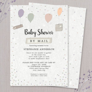 Packages + Balloons neutral Baby Shower by mail Invitation