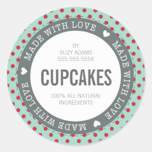 PACKAGING PRODUCT LABEL made with love mint red