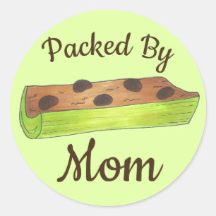 Packed by Mum School Lunch Ants on a Log Celery Classic Round Sticker