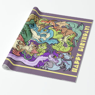 Packed In Party Dragons Wrapping Paper