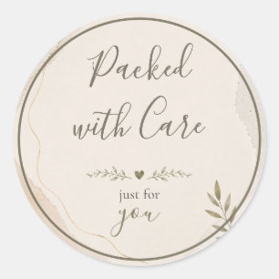 Packed with Care Elegant Small Business Classic Round Sticker