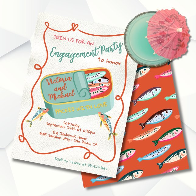 Packed with Love Funky Sardine Party Invitation (Creator Uploaded)