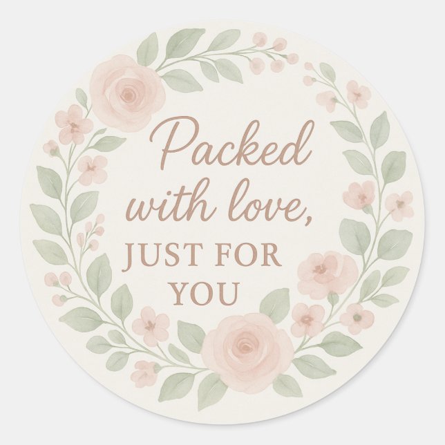 Packed with Love Sticker – Floral Blush (Front)