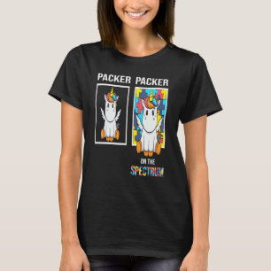 Packer People With Autism Puzzle Unicorn Neurodive T-Shirt