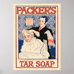 PACKER'S Tar Soap Hair Shampoo Saloon Advertising Poster