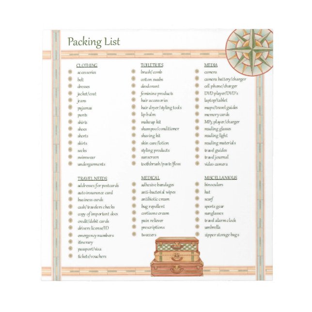 Packing List Notepad (Front)