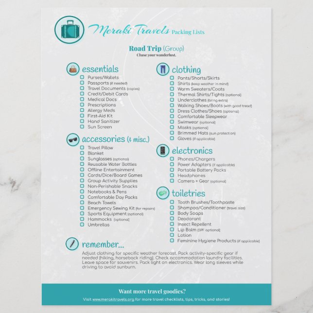 Packing List: Road Trip (Group) (Front)