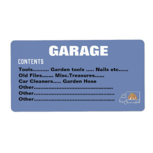 Packing Moving Organising Labels -Garage