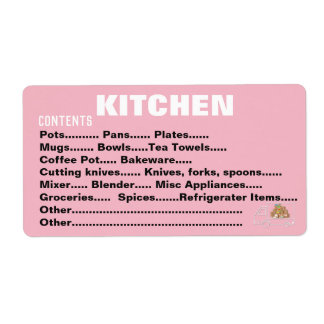 Packing Moving Organising Labels - Kitchen