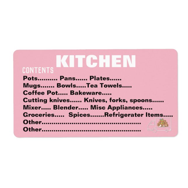 Packing Moving Organising Labels - Kitchen (Front)