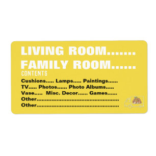 Packing Moving Organising Labels -Living/Family Rm