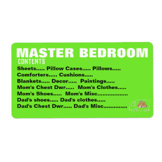 Packing Moving Organising Labels - Master Bedroom