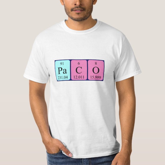 Paco periodic table name shirt (Front)