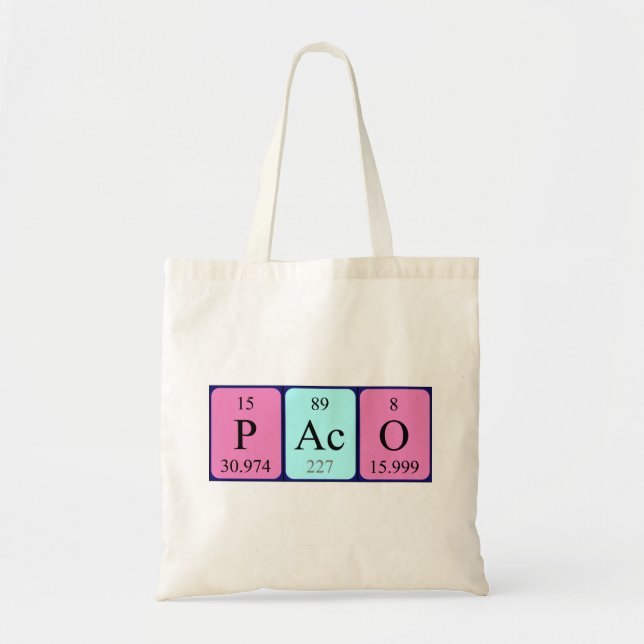 Paco periodic table name tote bag (Front)