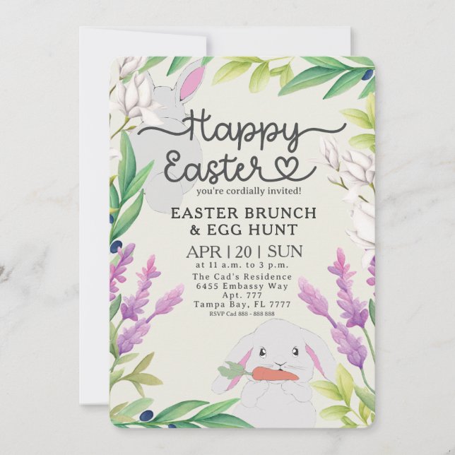Paco the Bunny Easter Brunch & Egg Hunt Invitation (Front)