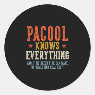 Pacool knows everything father's day retro vintage classic round sticker