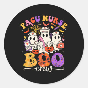 Pacu Boo Crew Costume Funny Nurse Ghost Halloween  Classic Round Sticker