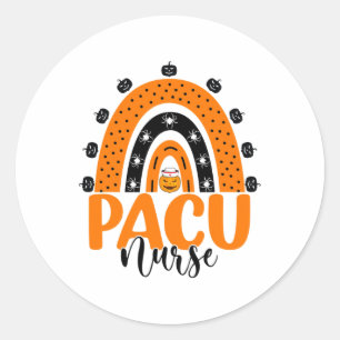 Pacu Nurse Rainbow Pacu Nursing Pumpkin Halloween Classic Round Sticker
