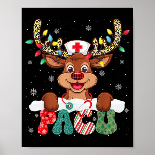 Pacu Nurse Reindeer Nurse Hat Christmas Light Wome Poster
