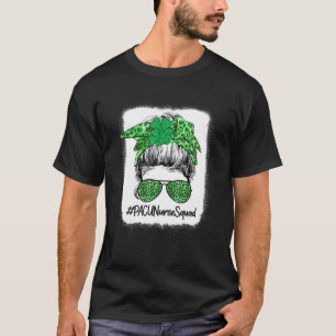 PACU Nurse Squad St Patrick's Day Nurse Messy Bun T-Shirt