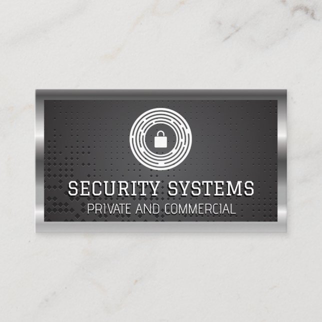 Pad Lock Logo | Metal Border Mesh Business Card (Front)