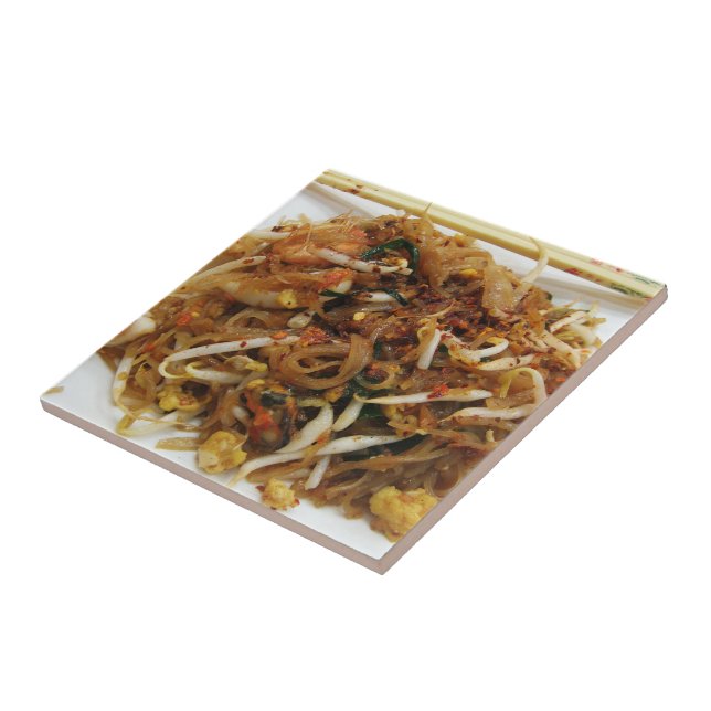 Pad Thai [ผัดไทย] Thailand Street Food Ceramic Tile (Side)