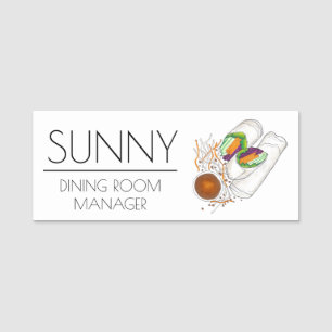 Pad Thai Summer Fresh Rolls Food Restaurant Server Name Tag
