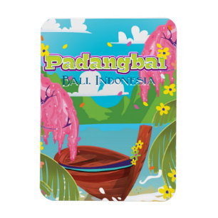 Padangbai cartoon travel poster art. magnet