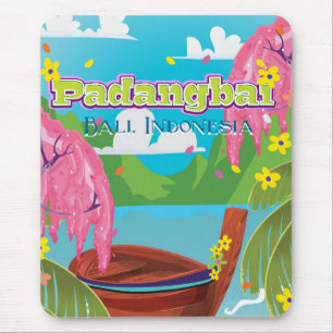 Padangbai cartoon travel poster art. mouse pad