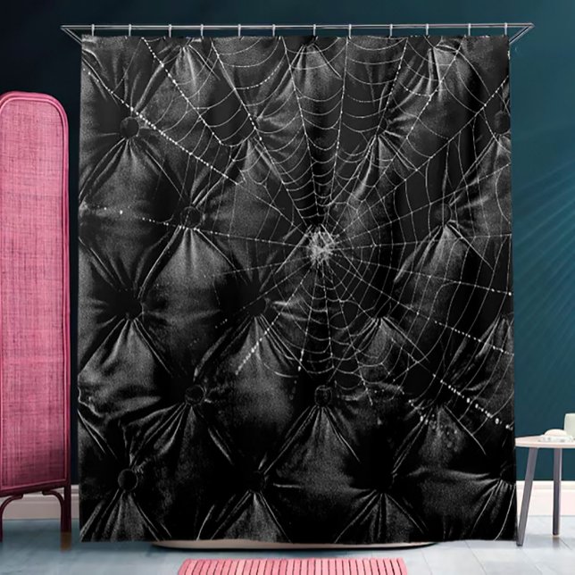 Padded Velvet with Spider Web Shower Curtain (Creator Uploaded)