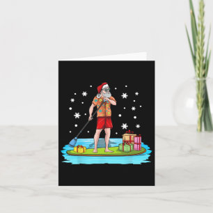 Paddle Board Hawaiian Christmas Santa Claus Mele K Card