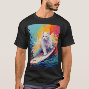 Paddle Board White Cat T-Shirt