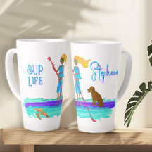 Paddle-boarding Life Teen Girl and Dog Illustrated