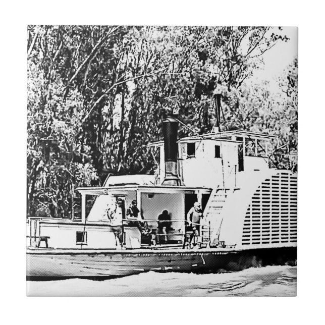 Paddle Boat on Murray River Victoria Ceramic Tile (Front)