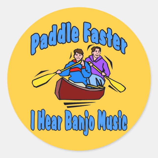 Paddle Faster Banjo Music Classic Round Sticker (Front)