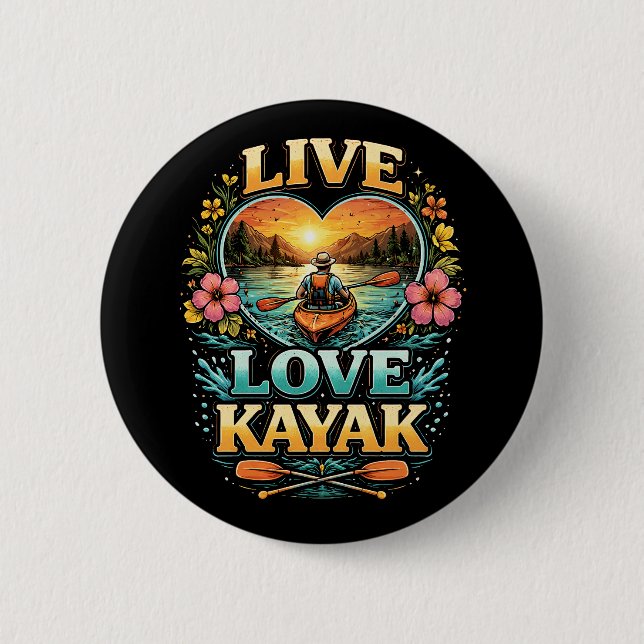 Paddle Into the Sunset 6 Cm Round Badge (Front)