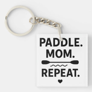 Paddle Mom Repeat Funny Kayaking Outdoor Adventure Key Ring