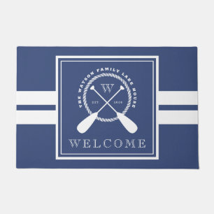 Paddle Monogram Lake House Welcome Doormat