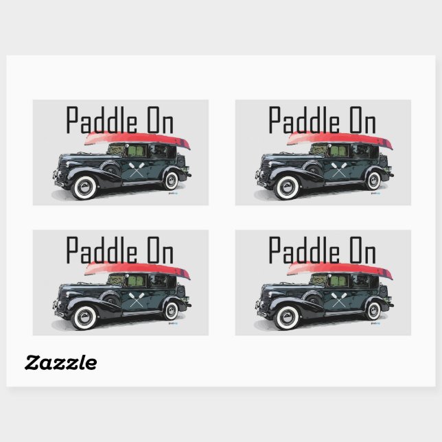 Paddle On Classic Car Design - Rectangle Stickers (Sheet)